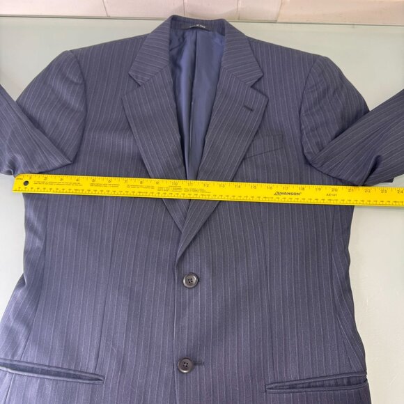 Armani Collezioni Blazer 39R Pinstripe 100% Wool Ventless Navy Blue Made In Ital - Picture 9 of 12